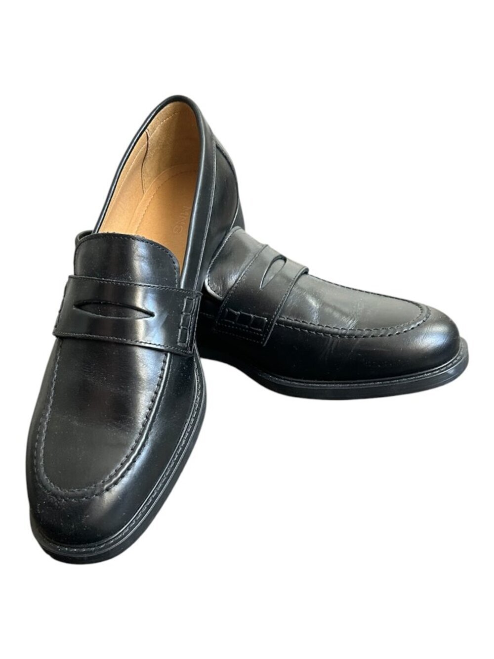 MNG Black Leather Penny Loafers Men's Shoes EUR 42 (US 9)